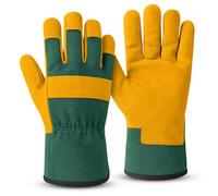 Keplin Medium 25Cm Gardening Gloves Pair For Men & Women Premium Cowhide Leather And Fabric, Thorn & Puncture Resistant