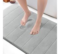 KEPLIN Memory Foam Bath Mat - Ultra-Soft, Highly Absorbent, Non-Slip, Machine Washable - Luxurious Comfort for Home & Bathroom Floors (Black, 60 x 90cm)