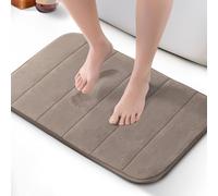 KEPLIN Memory Foam Bath Mat - Ultra-Soft, Highly Absorbent, Non-Slip, Machine Washable - Luxurious Comfort for Home & Bathroom Floors (Beige, 40 x 60cm)