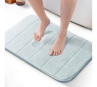 KEPLIN Memory Foam Bath Mat - Ultra-Soft, Highly Absorbent, Non-Slip, Machine Washable - Luxurious Comfort for Home & Bathroom Floors (Light Blue, 40 x 60cm)