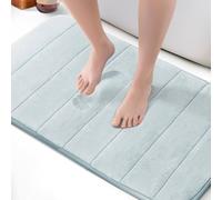 KEPLIN Memory Foam Bath Mat - Ultra-Soft, Highly Absorbent, Non-Slip, Machine Washable - Luxurious Comfort for Home & Bathroom Floors (Light Blue, 50 x 80cm)