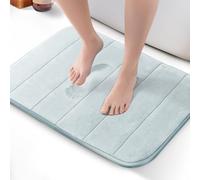 KEPLIN Memory Foam Bath Mat - Ultra-Soft, Highly Absorbent, Non-Slip, Machine Washable - Luxurious Comfort for Home & Bathroom Floors (Light Blue, 50 x 60cm)