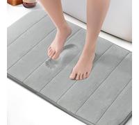 KEPLIN Memory Foam Bath Mat - Ultra-Soft, Highly Absorbent, Non-Slip, Machine Washable - Luxurious Comfort for Home & Bathroom Floors (Light Grey, 50 x 80cm)