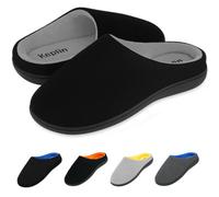 Keplin Mens Memory Foam Slippers Black And Grey Uk Size 8 Comfortable Indoor House Shoes For Men With Plush Lightweight Design