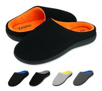 Keplin Mens Memory Foam Slippers Black And Orange Uk Size 13 Comfortable Indoor House Shoes For Men With Plush Lightweight Design