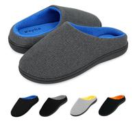 Keplin Mens Memory Foam Slippers Blue And Grey Uk Size 8 Comfortable Indoor House Shoes For Men With Plush Lightweight Design