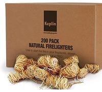 KEPLIN Natural Firelighters - 200 Pack | Eco Friendly Wood Wax Fire Starters | Quick Flame | Safe to Use | Ideal for Stoves, Open Fires, BBQ's & Pizza Ovens