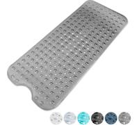KEPLIN Premium Non-Slip Bath Mat - 200 Suction Cups, BPA, Latex Free, Mildew Resistant, Machine Washable - Safe, Durable & Comfortable for Bathroom Tubs (Grey, Bath, 100 x 40cm)