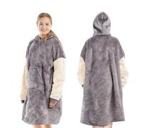 KEPLIN Oversized Blanket Hoodie - Thermal, Soft & Comfortable Throw Hoodie Blanket with Sherpa Lining, Large Pocket & Elasticated Cuff Sleeves - One Size Fits All, Perfect Gift - Long (152x127x99cm)