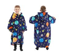 KEPLIN Oversized Blanket Hoodie - Thermal & Soft Hoodie Blanket with Sherpa Lining, Large Pocket & Elasticated Cuff Sleeves - One Size Fits All, Kids (134x80x77cm)