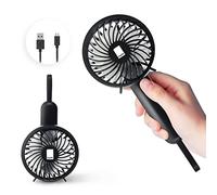 KEPLIN Portable Handheld Fan - USB Rechargeable Mini Personal Fan, 3 Speed Settings, Quiet Lightweight Cordless Fan with Foldable Handle, Desk & Personal Fan for Home, Office & Outdoor Use, Black