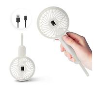 KEPLIN Portable Handheld Fan - USB Rechargeable Mini Personal Fan, 3 Speed Settings, Quiet Lightweight Cordless Fan with Foldable Handle, Desk & Personal Fan for Home, Office & Outdoor Use, White
