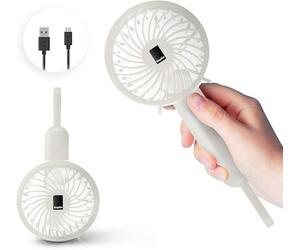 Keplin Portable Usb Rechargeable Handheld Fan, 3 Speed, Foldable Cordless, Desk & Personal Use, White, 1 Pack