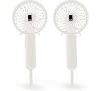 Keplin Portable Usb Rechargeable Handheld Fan, 3 Speed, Foldable Cordless, Desk & Personal Use, White, 2 Pack