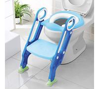 KEPLIN Potty Toilet Seat Adjustable Baby Toddler Kid Toilet Trainer with Step Stool Ladder for Boy and Girl (Blue)