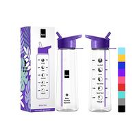 KEPLIN Premium 900ml Water bottle with Straw | BPA-Free, Daily Water Intake Bottle with Time Markings | Motivational, Leakproof Sports Water Bottle, Ideal for Gym, Office, Cycling & Running (Purple)