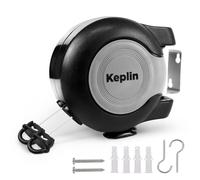 Keplin Retractable Washing Line - Heavy-Duty Dual Clothesline in Black Keplin Black