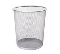 KEPLIN Round Trash Can - 1 Pack Silver Non-slip Mesh Bin, Stylish & Sturdy Metal Can for Home, Bedroom, Office, Bathroom, Living Room & Kitchen - Indoor Garbage Bin with Sleek Design