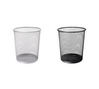 KEPLIN Round Trash Can - 1 Pack Silver Non-slip Mesh Bin, Stylish & Sturdy Metal Waste Paper Bin & Round Trash Can - Black Non-slip Mesh Bin, Stylish & Sturdy Metal Waste Paper Bin for Home