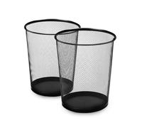 KEPLIN Round Trash Can - 2 Pack Black Non-slip Mesh Bin, Stylish & Sturdy Metal Waste Paper Bin for Home, Bedroom, Office, Bathroom, Living Room & Kitchen - Indoor Garbage Bin with Sleek Design