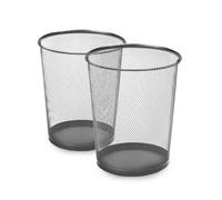 KEPLIN Round Trash Can - 2 Pack Silver Non-slip Mesh Bin, Stylish & Sturdy Metal Waste Paper Bin for Home, Bedroom, Office, Bathroom, Living Room & Kitchen - Indoor Garbage Bins with Sleek Design