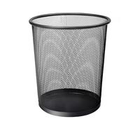 KEPLIN Round Trash Can Bin - 1 Pack Black Non-slip Mesh Bins | Waste Paper Bin | Sturdy Metal Bin Indoor Waste Bin for Home, Bedroom, Office, Bathroom, Living Room, Kitchen