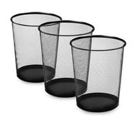 KEPLIN Round Trash Can Bin - 3 Pack Black Non-slip Mesh Bins | Waste Paper Bin | Sturdy Metal Bin Indoor Waste Bin for Home, Bedroom, Office, Bathroom, Living Room, Kitchen