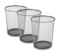KEPLIN Round Trash Can Bin - 3 Pack Silver Non-slip Mesh Bins | Waste Paper Bin | Sturdy Metal Bin Indoor Waste Bin for Home, Bedroom, Office, Bathroom, Living Room, Kitchen