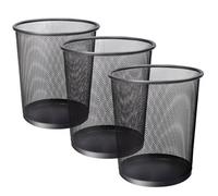 Keplin Round Trash Can - Black Non-Slip Mesh Bin, Stylish & Sturdy Metal Waste Paper Bin For Home, Bedroom, Office, Bathroom