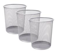 Keplin Round Trash Can - Silver Non-Slip Mesh Bin, Stylish & Sturdy Metal Waste Paper Bin For Home, Bedroom, Office, Bathroom