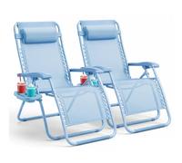 Keplin Set of 2 Heavy Duty Zero Gravity Chairs - Garden Recliners in Blue Keplin Blue