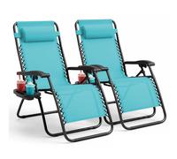 Keplin Set of 2 Heavy Duty Zero Gravity Chairs - Garden Recliners in Bright Blue Keplin Bright Blue