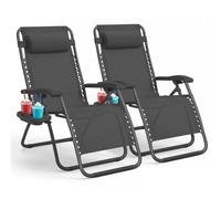 Keplin Set of 2 Heavy Duty Zero Gravity Chairs - Garden Recliners in Charcoal Keplin Charcoal