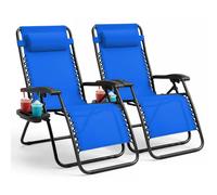 Keplin Set of 2 Heavy Duty Zero Gravity Chairs - Garden Recliners in Dark Blue Keplin Dark Blue