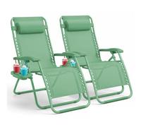 Keplin Set of 2 Heavy Duty Zero Gravity Chairs - Garden Recliners in Green Keplin Green