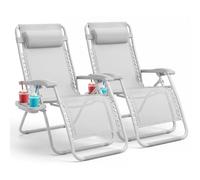 Keplin Set of 2 Heavy Duty Zero Gravity Chairs - Garden Recliners in Grey Keplin Grey