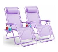 Keplin Set of 2 Heavy Duty Zero Gravity Chairs - Garden Recliners in Lilac Keplin Lilac
