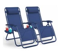 Keplin Set of 2 Heavy Duty Zero Gravity Chairs - Garden Recliners in Navy Keplin Navy