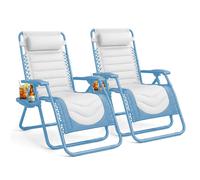 Keplin Set of 2 XXL Premium Heavy Duty Padded Zero Gravity Chairs in Blue Keplin Blue