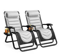 Keplin Set of 2 XXL Premium Heavy Duty Padded Zero Gravity Chairs in Charcoal Keplin Charcoal