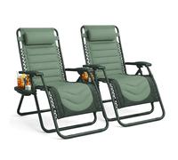 Keplin Set of 2 XXL Premium Heavy Duty Padded Zero Gravity Chairs in Green Keplin Green