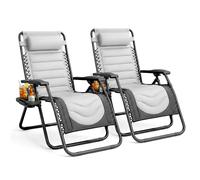 Keplin Set of 2 XXL Premium Heavy Duty Padded Zero Gravity Chairs in Grey Keplin Grey