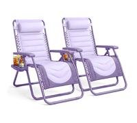 Keplin Set of 2 XXL Premium Heavy Duty Padded Zero Gravity Chairs in Lilac Keplin Lilac