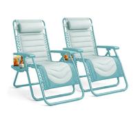 Keplin Set of 2 XXL Premium Heavy Duty Padded Zero Gravity Chairs in Mint Keplin Mint