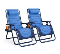 Keplin Set of 2 XXL Premium Heavy Duty Padded Zero Gravity Chairs in Navy Keplin Navy