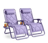 Keplin Set of 2 XXL Premium Heavy Duty Quilted Zero Gravity Chairs in Lilac Keplin Lilac