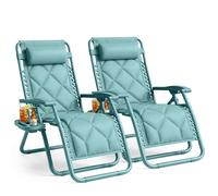 Keplin Set of 2 XXL Premium Heavy Duty Quilted Zero Gravity Chairs in Mint Keplin Mint