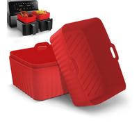 Keplin Silicone Air Fryer Liner, 3 Pack Reusable Rectangle & Round Liners in Red | Size: 3 Pack Keplin Red 3 Pack
