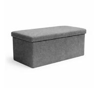 KEPLIN Storage Ottoman Bench Large 90L Hidden Storage, Rapid Fold Flat Design, 150kg Load Capacity, Grey