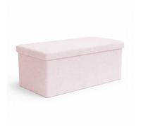 Keplin Storage Ottoman Bench Large 90L Hidden Storage, Rapid Fold Flat Design, 150Kg Load Capacity, Pink